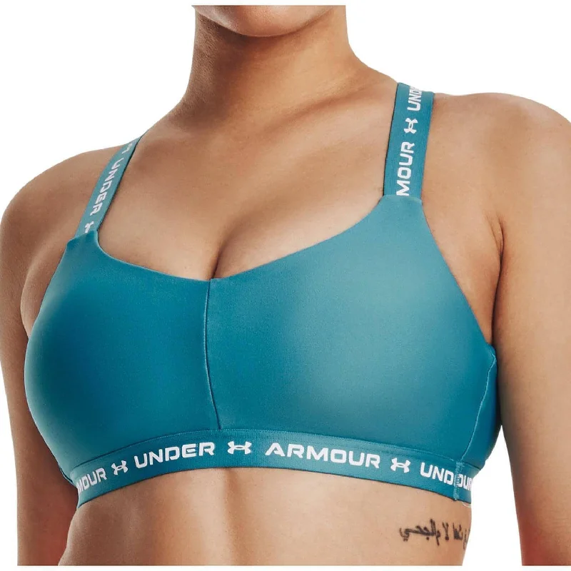 affordable women sport bra for budget - conscious shoppersUnder Armour Crossback Low Womens Sports Bra - Blue