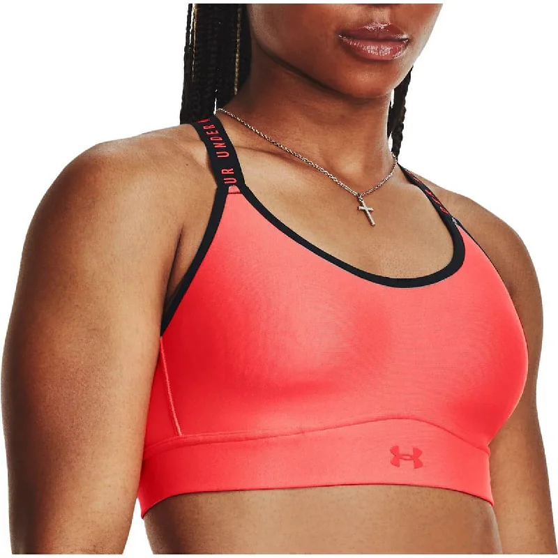 printed women sport bra with geometric patternsUnder Armour Infinity Mid Covered Womens Sports Bra - Red