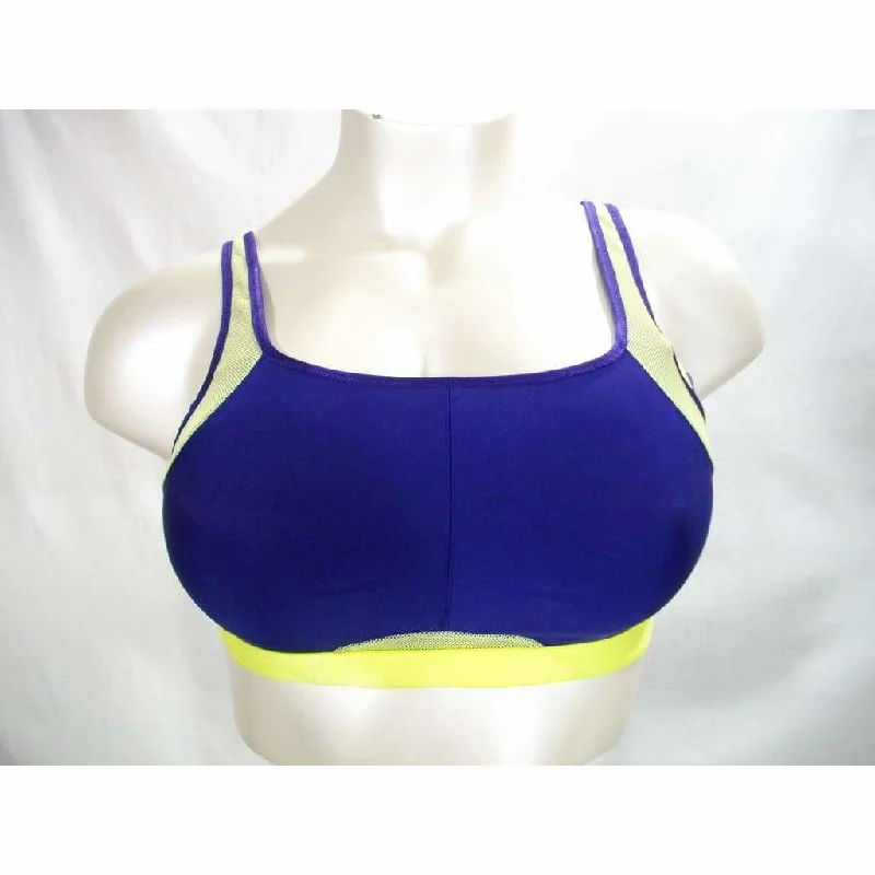 medium impact compression women sport braWacoal 852218 Hi Impact Wire Free Sports Bra 40D Astral Aura Blue & Sunshine Yellow NWT