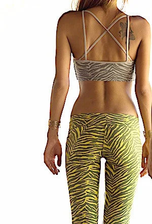 machine - made women sport bra for affordabilityZebra Cross Back Bra - Grey