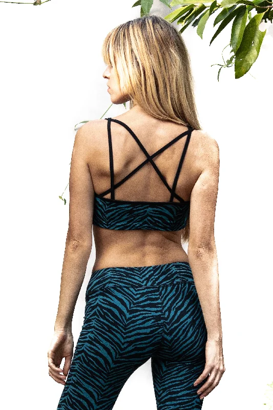 matching women sport bra and leggings setsZebra Cross Back Bra - Tosca Black