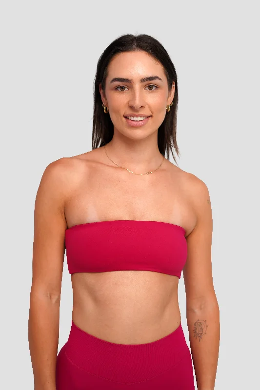 black women sport bra for a classic styleBANDEAU - CRANBERRY