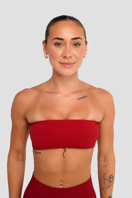 wireless women sport bra for comfortBANDEAU - DARK RED