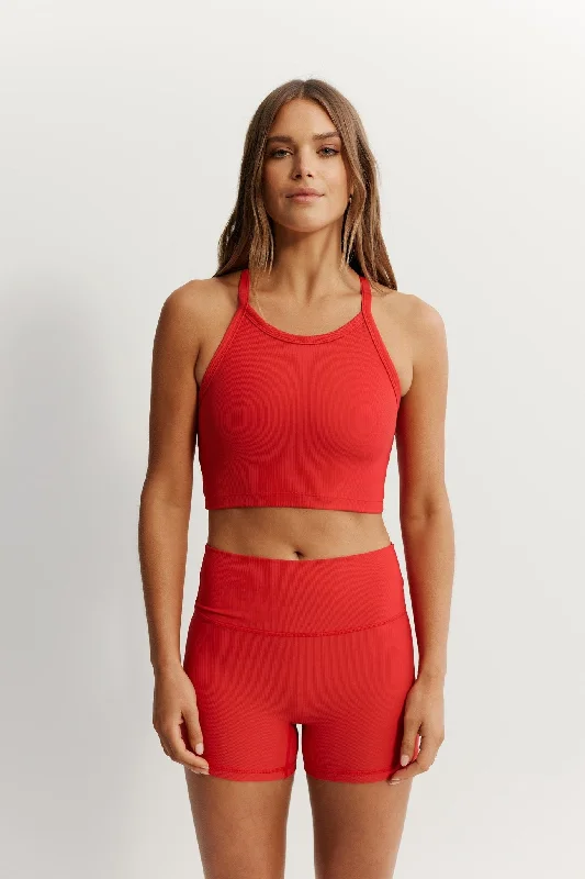 low impact women sport bra for yogaEcoRib Strap Racer Crop