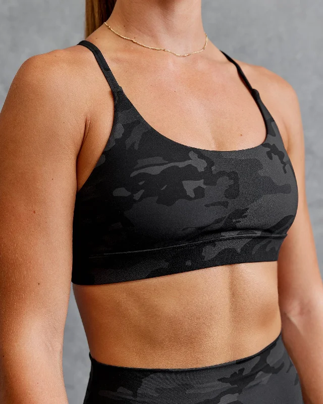 plus size friendly women sport bra designsElixir Sports Bra - Black Camo