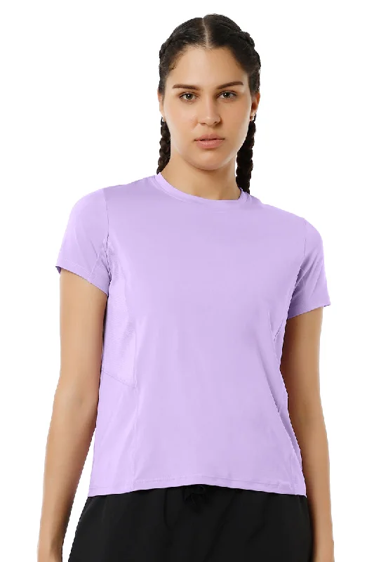 adjustable strap women sport bra for a perfect fitFlaunt Short Sleeve Round Neck Workout T-Shirt - Digital Lavender