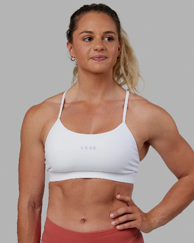 white women sport bra for a clean lookLift Sports Bra - White