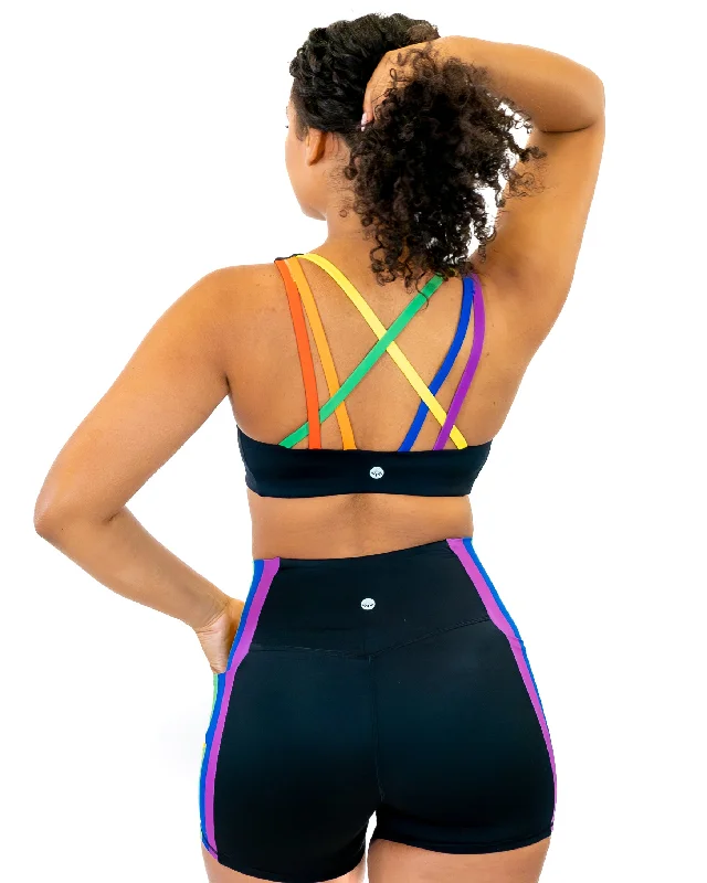 plus size high impact women sport braStrappy Pride Bra - Rainbow